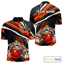 Load image into Gallery viewer, Custom Orange Raccoon Funny Bowling Jersey for Men Bowling Team Shirts Polo &amp; 1/4 Zip HNT247