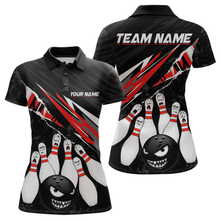 Load image into Gallery viewer, Custom Red Funny Bowling Jersey for Women Bowling Uniform Polo &amp; 1/4 Zip Bowling Team Shirts HNT128