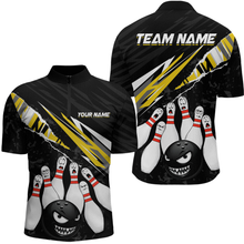 Load image into Gallery viewer, Custom Yellow Funny Bowling Jersey for Men Bowling Uniform Polo &amp; 1/4 Zip Bowling Team Shirts HNT128