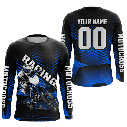 Custom Blue Motocross Jersey Racing for Kid Men Women MX Dirt Bike Shirts UPF30+ DNT46