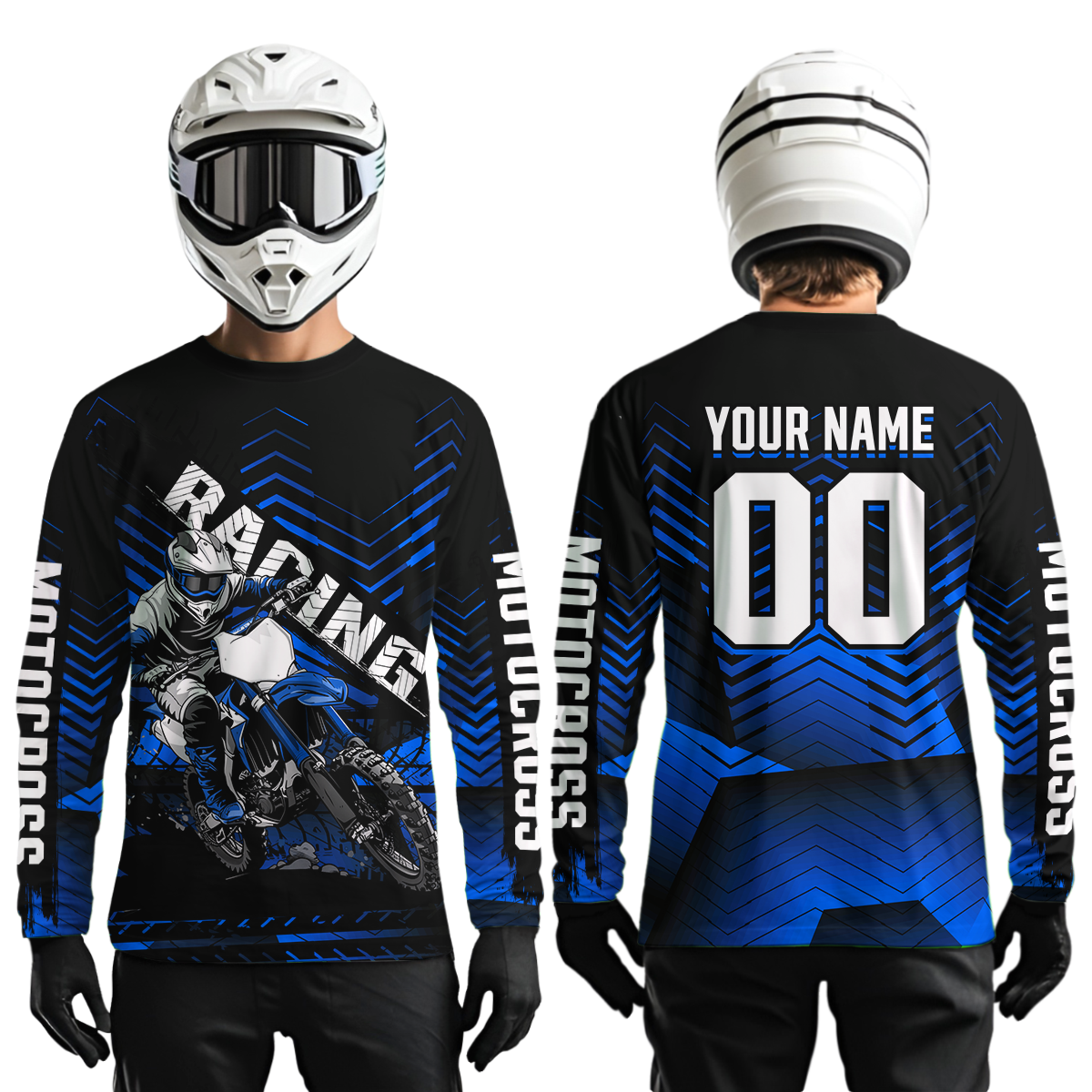 Custom Blue Motocross Jersey Racing for Kid Men Women MX Dirt Bike Shirts UPF30+ DNT46