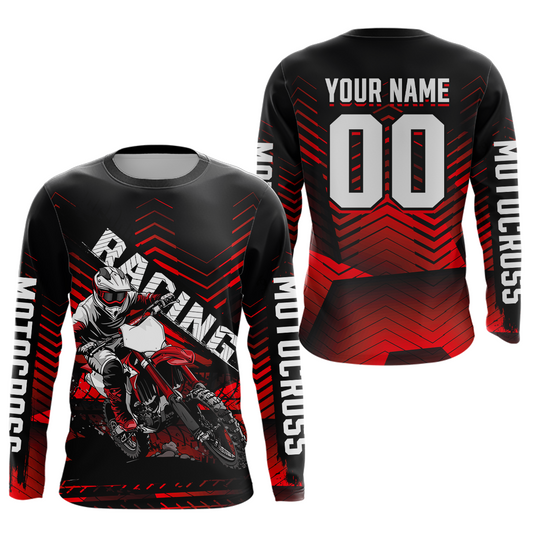 Custom Red Motocross Jersey Racing for Kid Men Women MX Dirt Bike Shirts UPF30+ DNT46