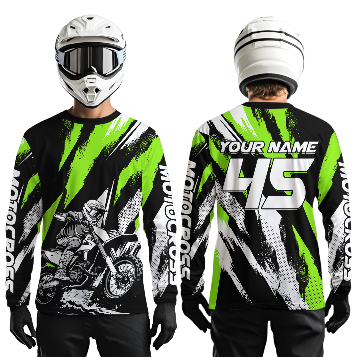 Green Youth Motocross Shirts MX Racing Custom Dirt Bike Shirts Kid Men Women UPF30+ DNT33