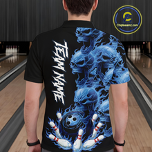Load image into Gallery viewer, Custom Flame Skull Bowling Jerseys for Men Bowling League Polo &amp; 1/4 Zip Bowling Team Shirts HNT203