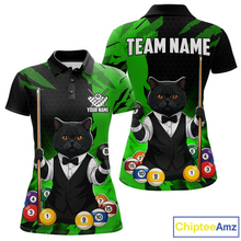 Load image into Gallery viewer, Custom Black Cat 8 Ball Pool Shirts Green Billiard Shirt for Women Billiard Team Jersey Billiard Gift NNT181