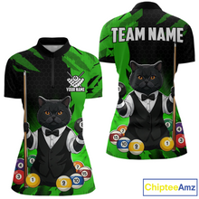 Load image into Gallery viewer, Custom Black Cat 8 Ball Pool Shirts Green Billiard Shirt for Women Billiard Team Jersey Billiard Gift NNT181