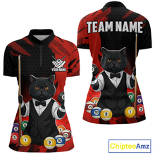Load image into Gallery viewer, Custom Black Cat 8 Ball Pool Shirts Red Billiard Shirt for Men Billiard Team Jersey Billiard Gift NNT181