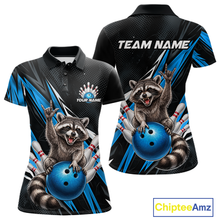 Load image into Gallery viewer, Custom Turquoise Raccoon Bowling Jersey for Women Bowling Team Shirts Bowling Polo &amp; 1/4 Zip HNT254