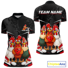 Load image into Gallery viewer, Red Funny Three Chicken Bowling Jersey for Women Bowling League Bowling Team Shirts HN287