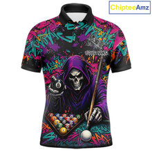 Load image into Gallery viewer, Custom Graffiti Grim Reaper 8 Ball Billiard Shirt for Men Billiard Team Jersey Billiard League NNT186