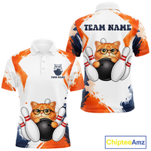 Load image into Gallery viewer, Custom Funny Cat Bowling Jersey for Men Bowling Team Shirts Bowling League Polo &amp; 1/4 Zip HNT186