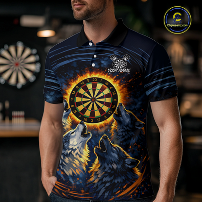 Custom Funny Flame Wolf Darts Board Dart Shirts For Men Darts Team Jerseys Dart Tournament NNT149