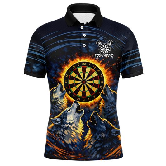 Custom Funny Flame Wolf Darts Board Dart Shirts For Men Darts Team Jerseys Dart Tournament NNT149