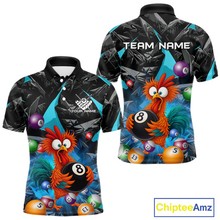 Load image into Gallery viewer, Custom Funny Turquoise Chicken 8 Ball Pool Billiard Shirt for Men Polo &amp; 1/4 Zip, Billiard Team Jerseys NNT148