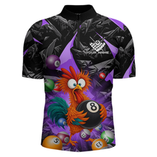 Load image into Gallery viewer, Custom Funny Purple Chicken 8 Ball Pool Billiard Shirt for Men Polo &amp; 1/4 Zip, Billiard Team Jerseys NNT148