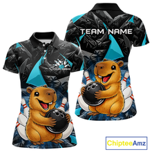 Load image into Gallery viewer, Custom Turquoise Capybara Bowling Jersey for Women Bowling Team Shirts Bowling Polo &amp; 1/4 Zip HNT255