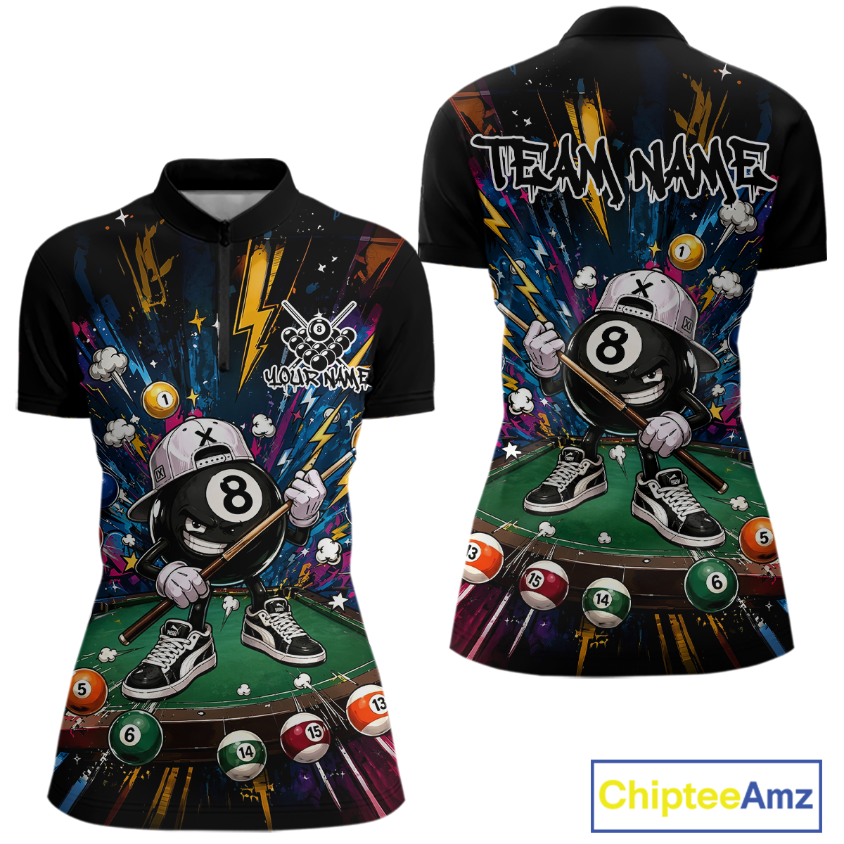 Custom Funny 8 Ball Pool Shirts Billiard Shirt for Women Billiard Team Jersey Billiard League NNT183