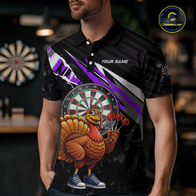 Load image into Gallery viewer, Purple Funny Turkey Chicken Darts Shirt for Men Darts Team Jerseys Polo &amp; 1/4 Zip Dart League NNT130