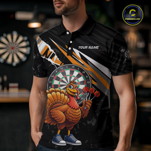 Load image into Gallery viewer, Orange Funny Turkey Chicken Darts Shirt for Men Darts Team Jerseys Polo &amp; 1/4 Zip Dart League NNT130