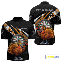 Load image into Gallery viewer, Orange Funny Turkey Chicken Darts Shirt for Men Darts Team Jerseys Polo &amp; 1/4 Zip Dart League NNT130