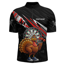 Load image into Gallery viewer, Red Funny Turkey Chicken Darts Shirt for Men Darts Team Jerseys Polo &amp; 1/4 Zip Dart League NNT130