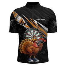 Load image into Gallery viewer, Orange Funny Turkey Chicken Darts Shirt for Men Darts Team Jerseys Polo &amp; 1/4 Zip Dart League NNT130