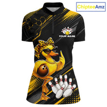 Load image into Gallery viewer, Bowling-themed shirt with a duck design and 'ChipteeAmz' branding.