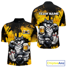 Load image into Gallery viewer, Custom Beer Wolf Bowling Jersey for Men Bowling Team Shirts Bowling Polo &amp; 1/4 Zip HNT264