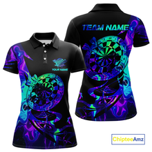 Load image into Gallery viewer, Custom Neon Pattern Dart Shirts For Women Dart Board Shirts Polo &amp; 1/4 Zip Dart Jersey Team NNT129