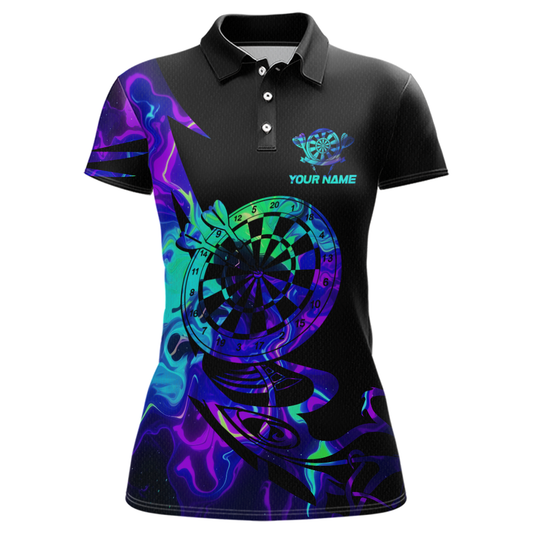 Custom Neon Pattern Dart Shirts For Women Dart Board Shirts Polo & 1/4 Zip Dart Jersey Team NNT129