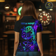 Load image into Gallery viewer, Custom Neon Pattern Dart Shirts For Women Dart Board Shirts Polo &amp; 1/4 Zip Dart Jersey Team NNT129