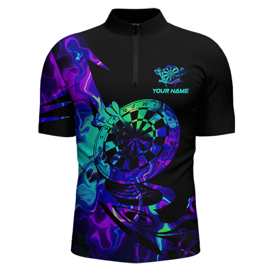 Custom Neon Pattern Dart Shirts For Men Dart Board Shirts Polo & 1/4 Zip Dart Jersey Team NNT129