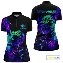 Load image into Gallery viewer, Custom Neon Pattern Dart Shirts For Women Dart Board Shirts Polo &amp; 1/4 Zip Dart Jersey Team NNT129