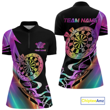 Load image into Gallery viewer, Custom Neon Pattern Dart Shirts For Women Dart Board Shirts Polo &amp; 1/4 Zip Dart Jersey Team NNT128