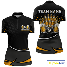 Load image into Gallery viewer, Custom Beer 8 Ball Billiard Shirt for Women Billiard Team Jersey Billiard League Billiard Uniform NNT187