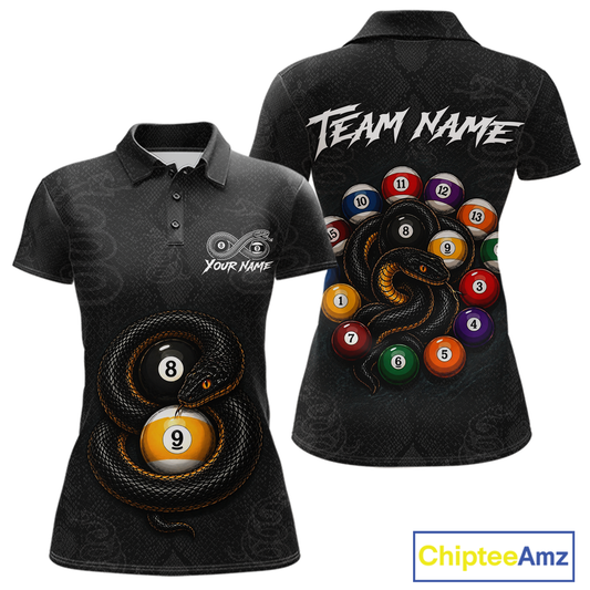 Custom Snake Yin Yang 8 Ball 9 Ball Billiard Shirt for Women Billiard Team Jersey Billiard League NNT185