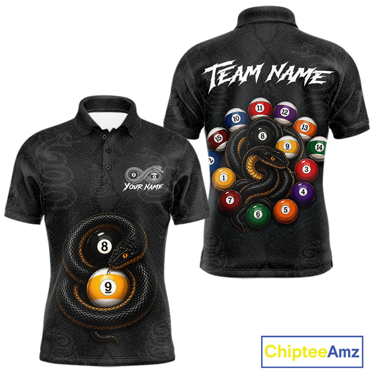 Custom Snake Yin Yang 8 Ball 9 Ball Billiard Shirt for Men Billiard Team Jersey Billiard League NNT185
