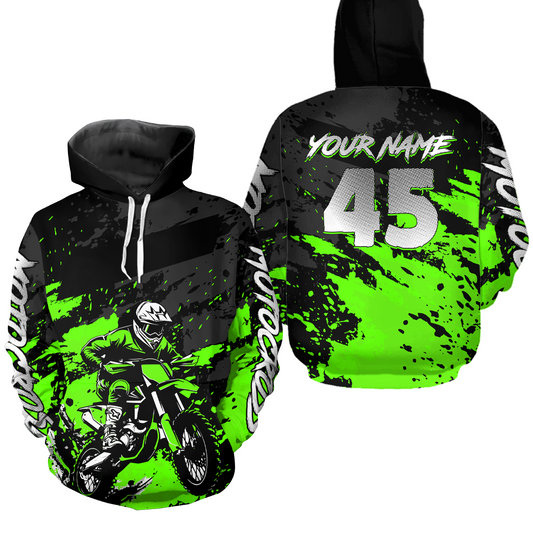 Custom Green Youth Motocross Hoodie Jersey Kid Men Women Dirt Bike Motorcycle Hoodie HOT35