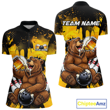 Load image into Gallery viewer, Custom Beer Bear Bowling Jersey for Women Bowling Team Shirts Bowling Polo &amp; 1/4 Zip HNT265