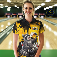 Load image into Gallery viewer, Custom Beer Raccoon Bowling Jersey for Women Bowling Polo &amp; 1/4 Zip Bowling Team Shirts HNT270