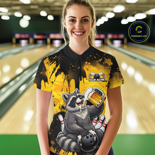 Load image into Gallery viewer, Custom Beer Raccoon Bowling Jersey for Women Bowling Polo &amp; 1/4 Zip Bowling Team Shirts HNT270