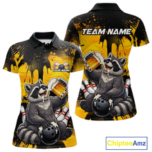 Load image into Gallery viewer, Custom Beer Raccoon Bowling Jersey for Women Bowling Polo &amp; 1/4 Zip Bowling Team Shirts HNT270