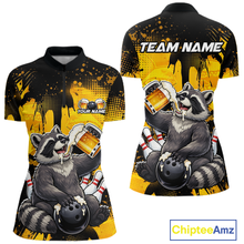 Load image into Gallery viewer, Custom Beer Raccoon Bowling Jersey for Women Bowling Polo &amp; 1/4 Zip Bowling Team Shirts HNT270