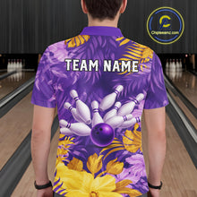 Load image into Gallery viewer, Custom Flowers Bowling Jersey for Men Polo &amp; 1/4 Zip Bowling Team Shirts Bowling League HNT213