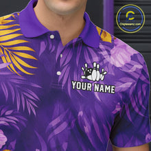 Load image into Gallery viewer, Custom Flowers Bowling Jersey for Men Polo &amp; 1/4 Zip Bowling Team Shirts Bowling League HNT213