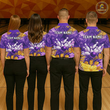 Load image into Gallery viewer, Custom Flowers Bowling Jersey for Men Polo &amp; 1/4 Zip Bowling Team Shirts Bowling League HNT213