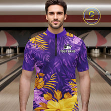 Load image into Gallery viewer, Custom Flowers Bowling Jersey for Men Polo &amp; 1/4 Zip Bowling Team Shirts Bowling League HNT213