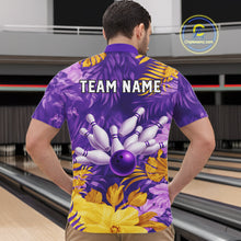 Load image into Gallery viewer, Custom Flowers Bowling Jersey for Men Polo &amp; 1/4 Zip Bowling Team Shirts Bowling League HNT213