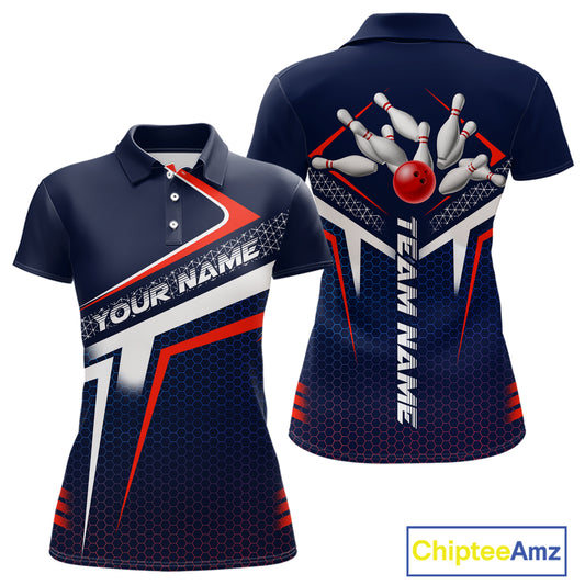 Custom Bowling Jersey for Women Bowling Team Shirts Bowling League Uniform Polo & 1/4 Zip HNT171