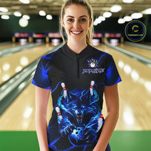 Load image into Gallery viewer, Custom Thunder Wolf Bowling Jersey for Women Bowling Uniform Polo &amp;1/4 Zip Bowling Team Shirts HNT250